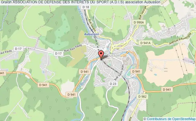plan association Association De Defense Des Interets Du Sport (a.d.i.s) Aubusson
