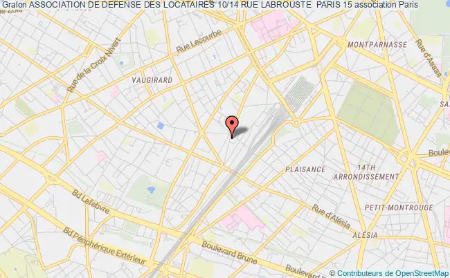 ASSOCIATION DE DEFENSE DES LOCATAIRES 10/14 RUE LABROUSTE  PARIS 15