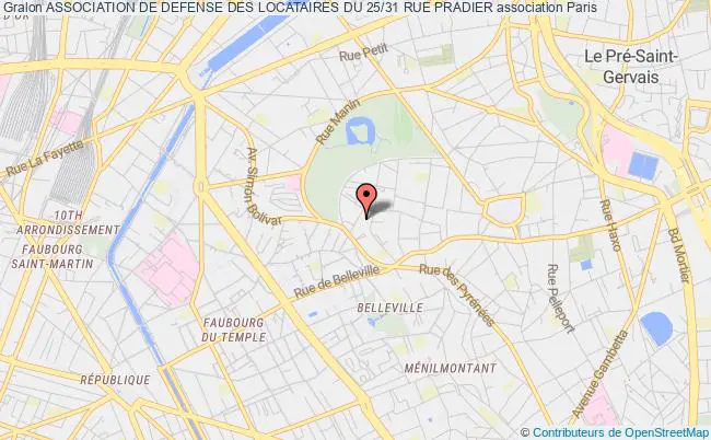 plan association Association De Defense Des Locataires Du 25/31 Rue Pradier Paris