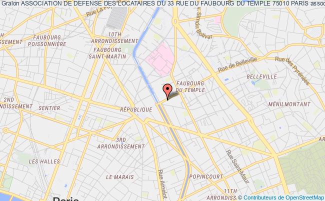 plan association Association De Defense Des Locataires Du 33 Rue Du Faubourg Du Temple 75010 Paris Paris
