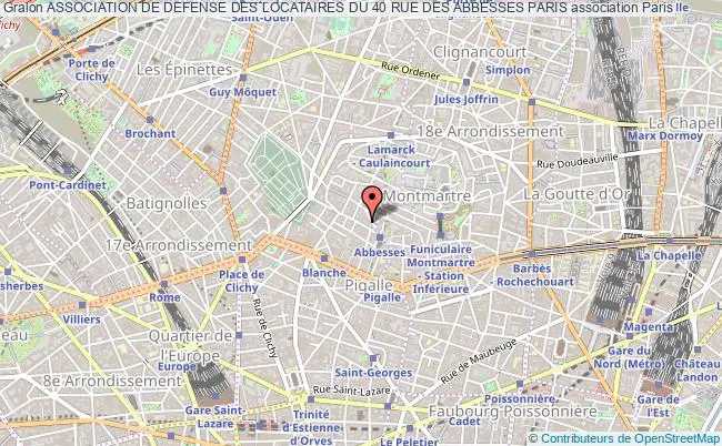 plan association Association De Defense Des Locataires Du 40 Rue Des Abbesses Paris Paris