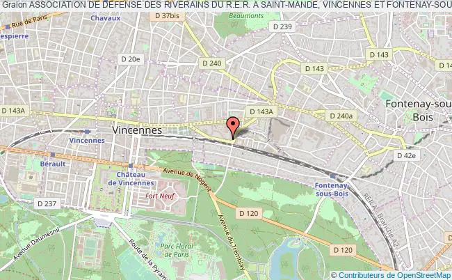plan association Association De Defense Des Riverains Du R.e.r. A Saint-mande, Vincennes Et Fontenay-sous-bois Vincennes