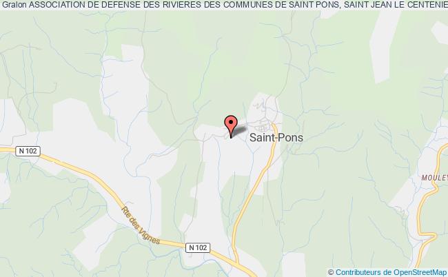 plan association Association De Defense Des Rivieres Des Communes De Saint Pons, Saint Jean Le Centenier Et Berzeme ST PONS