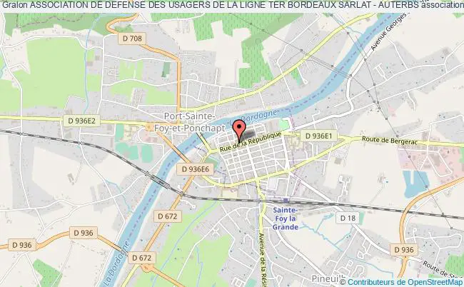 plan association Association De Defense Des Usagers De La Ligne Ter Bordeaux Sarlat - Auterbs Sainte-Foy-la-Grande