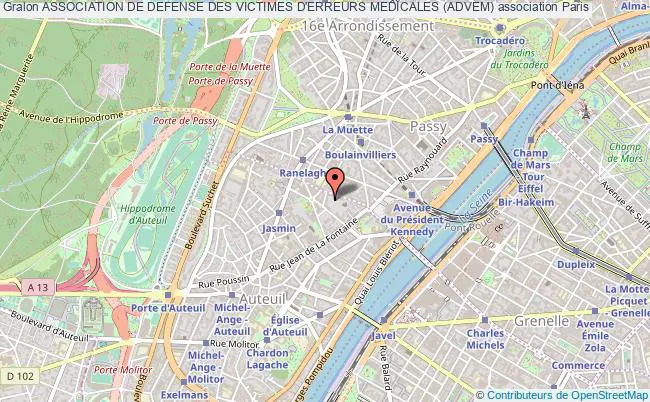 plan association Association De Defense Des Victimes D'erreurs Medicales (advem) Paris 16e