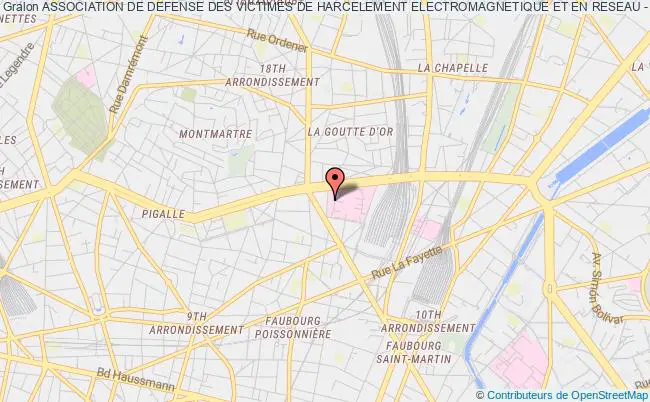plan association Association De Defense Des Victimes De Harcelement Electromagnetique Et En Reseau - Advher Paris 10e