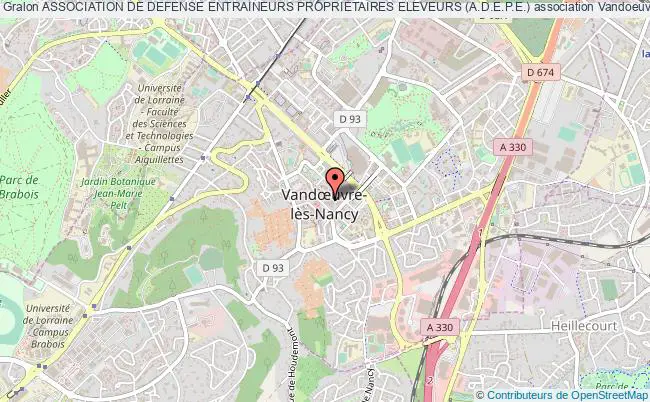 plan association Association De Defense Entraineurs Proprietaires Eleveurs (a.d.e.p.e.) Vandoeuvre-lès-Nancy
