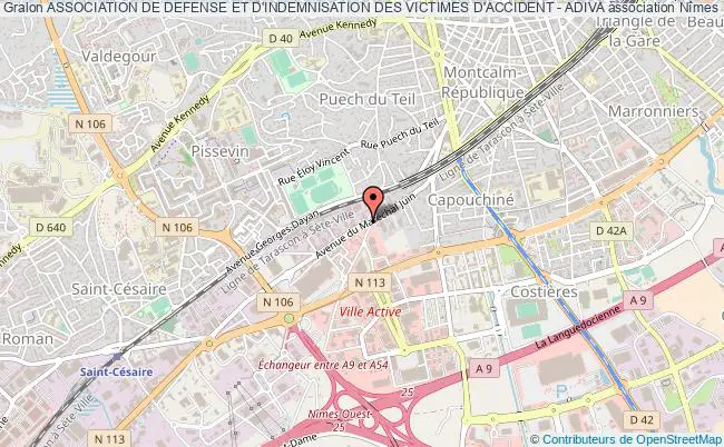 plan association Association De Defense Et D'indemnisation Des Victimes D'accident - Adiva Nîmes