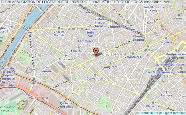 plan association Association De Locataires De L'immeuble 194/196 Rue Lecourbe Cscv Paris