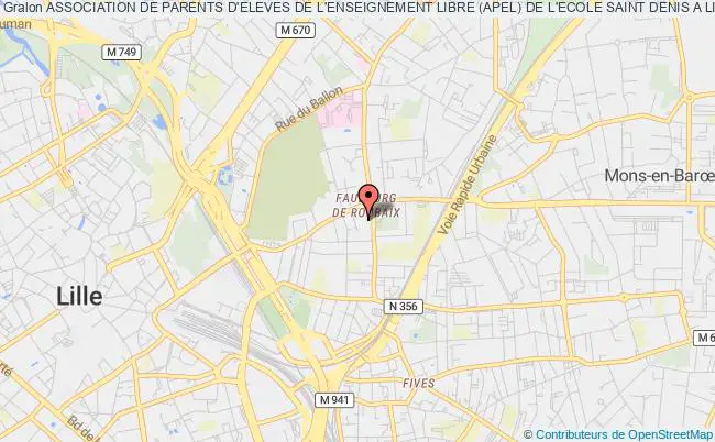 plan association Association De Parents D'eleves De L'enseignement Libre (apel) De L'ecole Saint Denis A Lille Lille