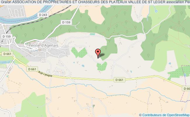 plan association Association De Proprietaires Et Chasseurs Des Plateaux Vallee De St Leger Penne-d'Agenais