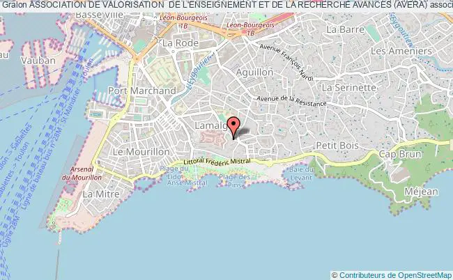 plan association Association De Valorisation  De L'enseignement Et De La Recherche Avances (avera) Toulon