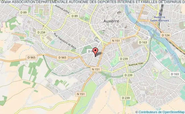 plan association Association Departementale Autonome Des Deportes Internes Et Familles De Disparus De L'yonne Auxerre