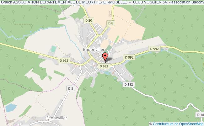 plan association Association Departementale De Meurthe- Et-moselle  -  Club Vosgien 54  - Badonviller