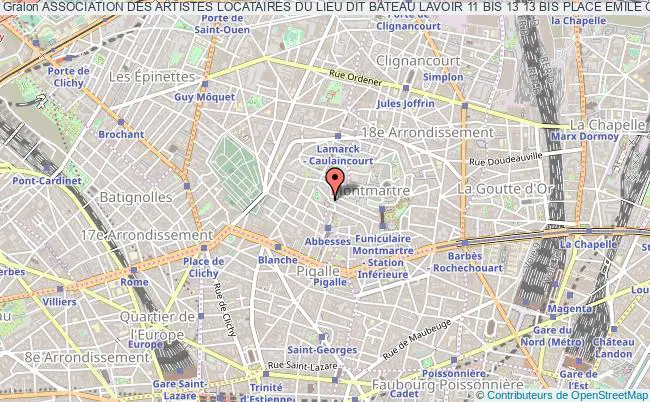 plan association Association Des Artistes Locataires Du Lieu Dit Bateau Lavoir 11 Bis 13 13 Bis Place Emile Goudeau 75o18 Paris Paris