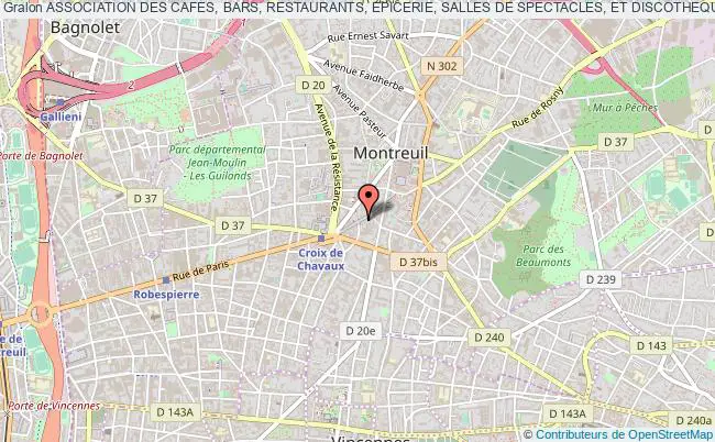 plan association Association Des Cafes, Bars, Restaurants, Epicerie, Salles De Spectacles, Et Discotheques De Montreuil Montreuil