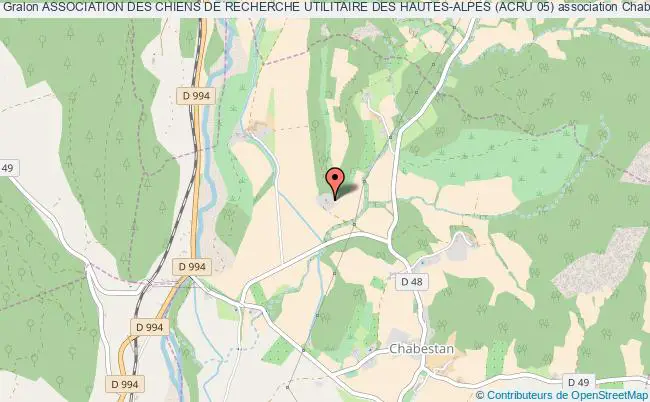plan association Association Des Chiens De Recherche Utilitaire Des Hautes-alpes (acru 05) Chabestan