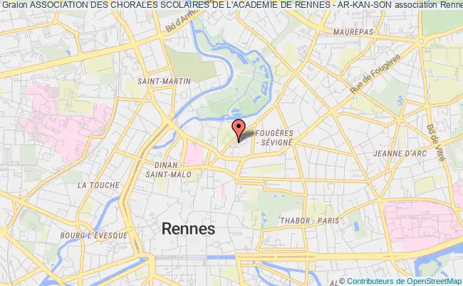 plan association Association Des Chorales Scolaires De L'academie De Rennes - Ar-kan-son Rennes