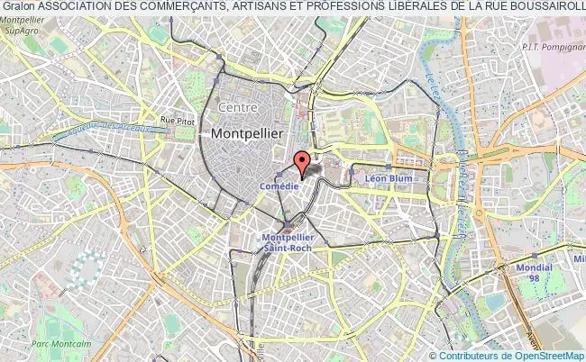 plan association Association Des CommerÇants, Artisans Et Professions LibÉrales De La Rue Boussairolles A Montpellier Montpellier
