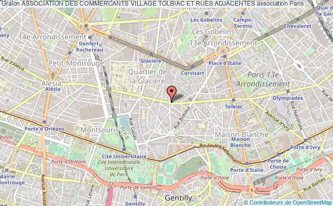 plan association Association Des Commercants Village Tolbiac Et Rues Adjacentes Paris