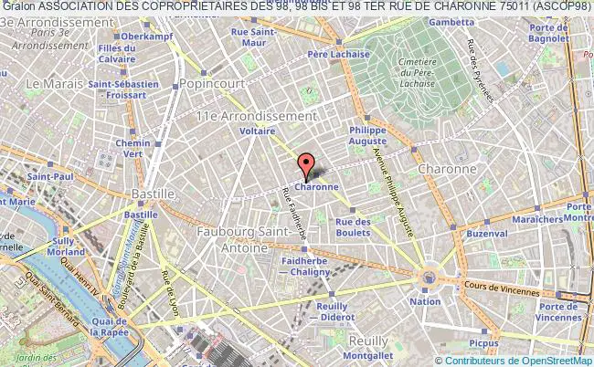 plan association Association Des Coproprietaires Des 98, 98 Bis Et 98 Ter Rue De Charonne 75011 (ascop98) Paris 11e