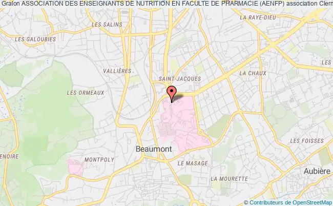 plan association Association Des Enseignants De Nutrition En Faculte De Pharmacie (aenfp) Clermont-Ferrand