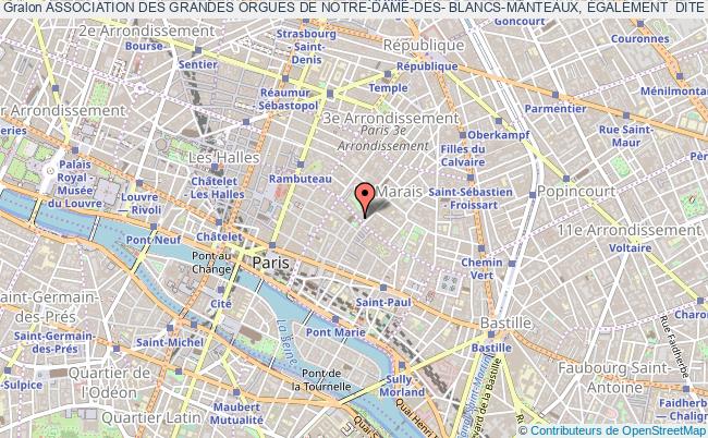 plan association Association Des Grandes Orgues De Notre-dame-des- Blancs-manteaux, Également  Dite " Musique Aux Blancs-manteaux" Paris
