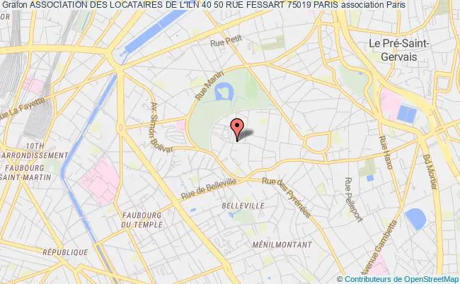 plan association Association Des Locataires De L'iln 40 50 Rue Fessart 75019 Paris Paris