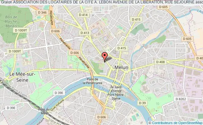 plan association Association Des Locataires De La Cite A. Lebon Avenue De La Liberation, Rue Sejourne Melun