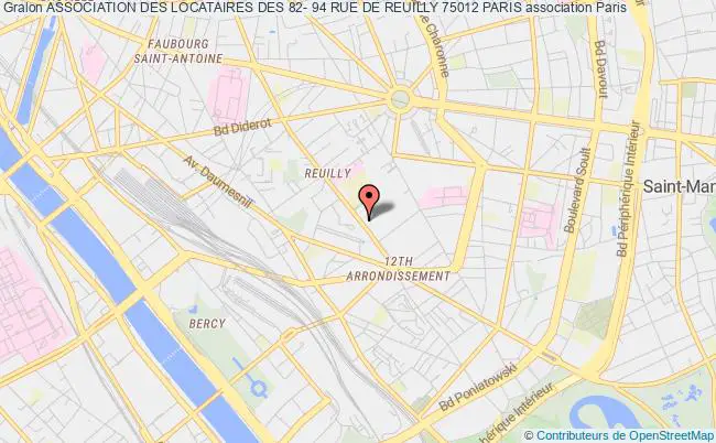plan association Association Des Locataires Des 82- 94 Rue De Reuilly 75012 Paris Paris