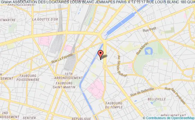 ASSOCIATION DES LOCATAIRES LOUIS BLANC JEMMAPES PARIS X 13 15 17 RUE LOUIS BLANC 180 QUAI DE JEMMAPES