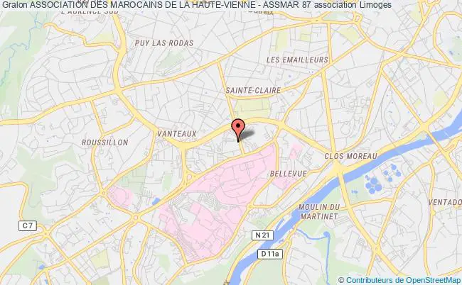 plan association Association Des Marocains De La Haute-vienne - Assmar 87 Limoges
