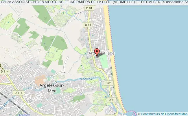 plan association Association Des Medecins Et Infirmiers De La Cote (vermeille) Et Des Alberes Argelès-sur-Mer
