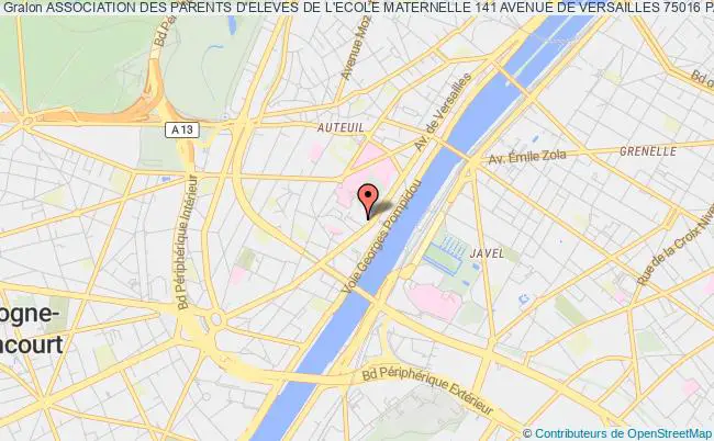 plan association Association Des Parents D'eleves De L'ecole Maternelle 141 Avenue De Versailles 75016 Paris Paris
