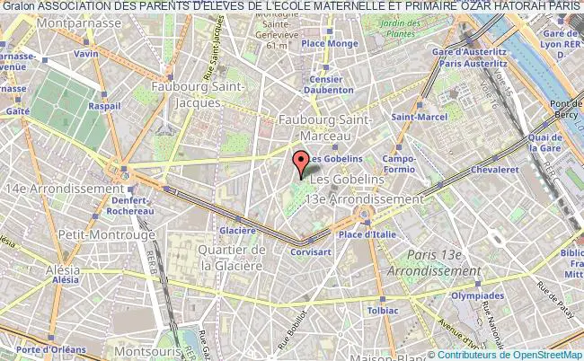 plan association Association Des Parents D'eleves De L'ecole Maternelle Et Primaire Ozar Hatorah Paris 13eme Paris