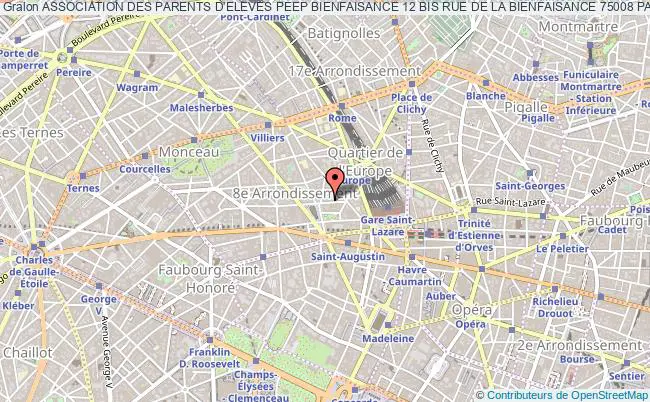 plan association Association Des Parents D'eleves Peep Bienfaisance 12 Bis Rue De La Bienfaisance 75008 Paris Paris