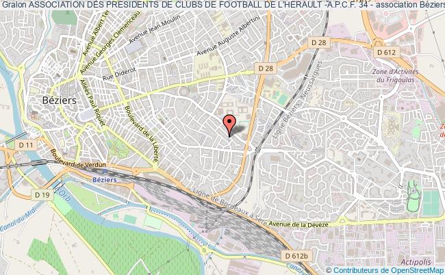 plan association Association Des Presidents De Clubs De Football De L'herault -a.p.c.f. 34 - Béziers