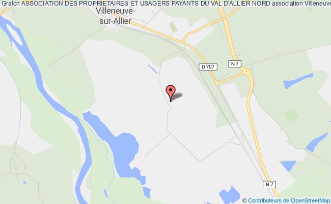 plan association Association Des Proprietaires Et Usagers Payants Du Val D'allier Nord Villeneuve-sur-Allier