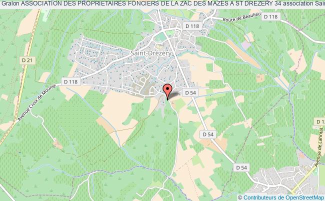 plan association Association Des Proprietaires Fonciers De La Zac Des Mazes A St Drezery 34 Saint-Drézéry