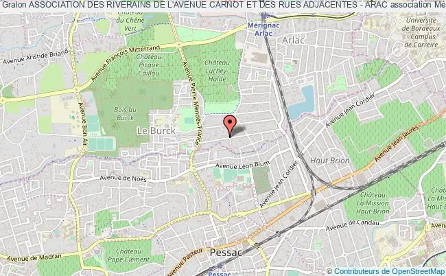 plan association Association Des Riverains De L'avenue Carnot Et Des Rues Adjacentes - Arac Mérignac