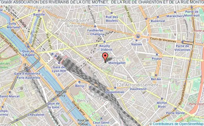 plan association Association Des Riverains De La Cite Moynet,  De La Rue De Charenton Et De La Rue Montgallet Paris
