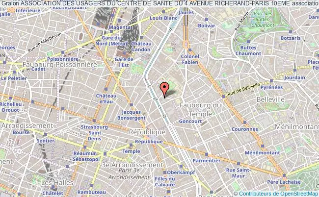plan association Association Des Usagers Du Centre De Sante Du 4 Avenue Richerand-paris 10eme PARIS