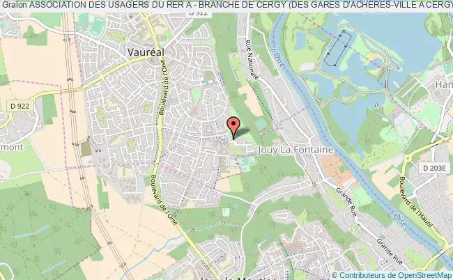 plan association Association Des Usagers Du Rer A - Branche De Cergy (des Gares D'acheres-ville A Cergy Le Haut) Vauréal