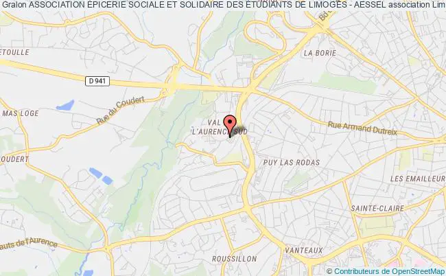 plan association Association Épicerie Sociale Et Solidaire Des Étudiants De Limoges - Aessel Limoges