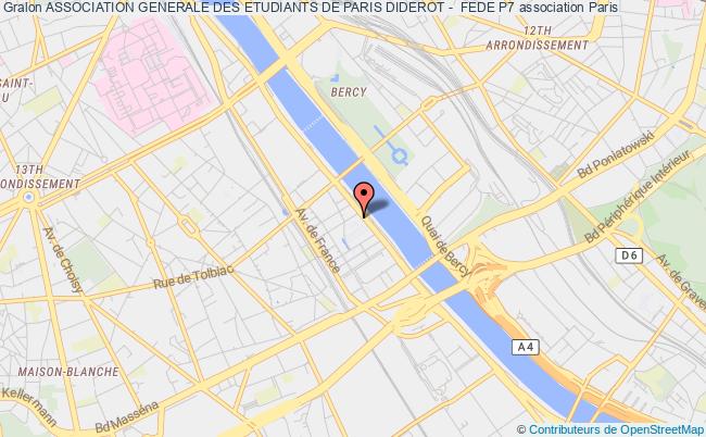 plan association Association Generale Des Etudiants De Paris Diderot -  Fede P7 Paris