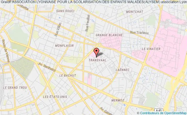 plan association Association Lyonnaise Pour La Scolarisation Des Enfants Malades(alysem) Lyon