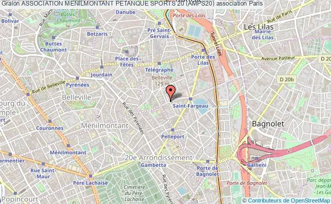 plan association Association Menilmontant Petanque Sports 20 (amps20) Paris 20e