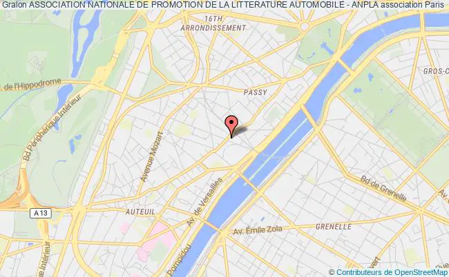 plan association Association Nationale De Promotion De La Litterature Automobile - Anpla Paris