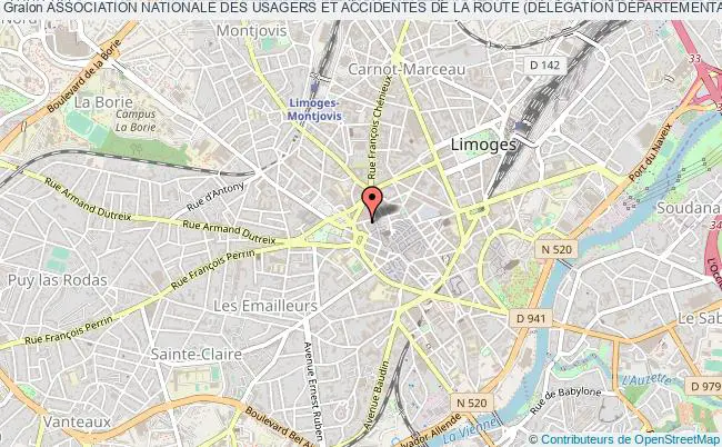 plan association Association Nationale Des Usagers Et Accidentes De La Route (dÉlÉgation DÉpartementale) Limoges