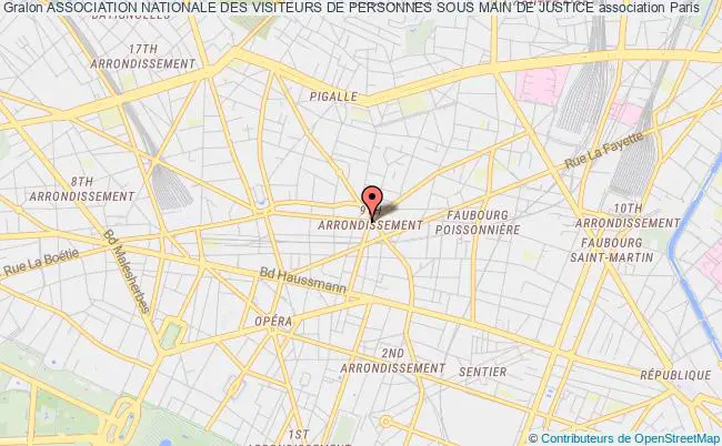plan association Association Nationale Des Visiteurs De Personnes Sous Main De Justice Paris 9e